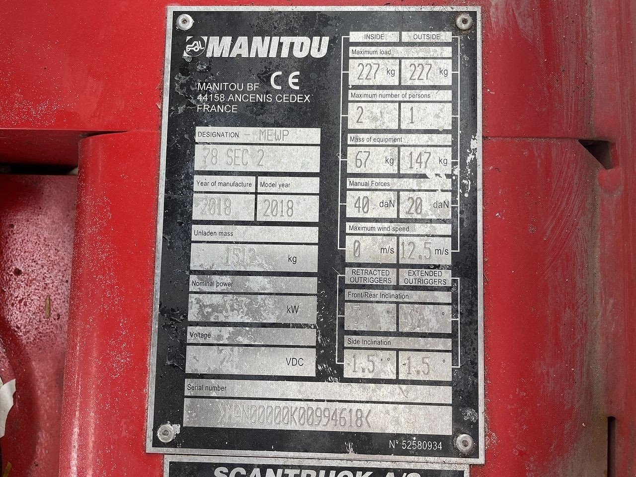 Scherenarbeitsbühne του τύπου Manitou 78SEC, Gebrauchtmaschine σε Skive (Φωτογραφία 12)