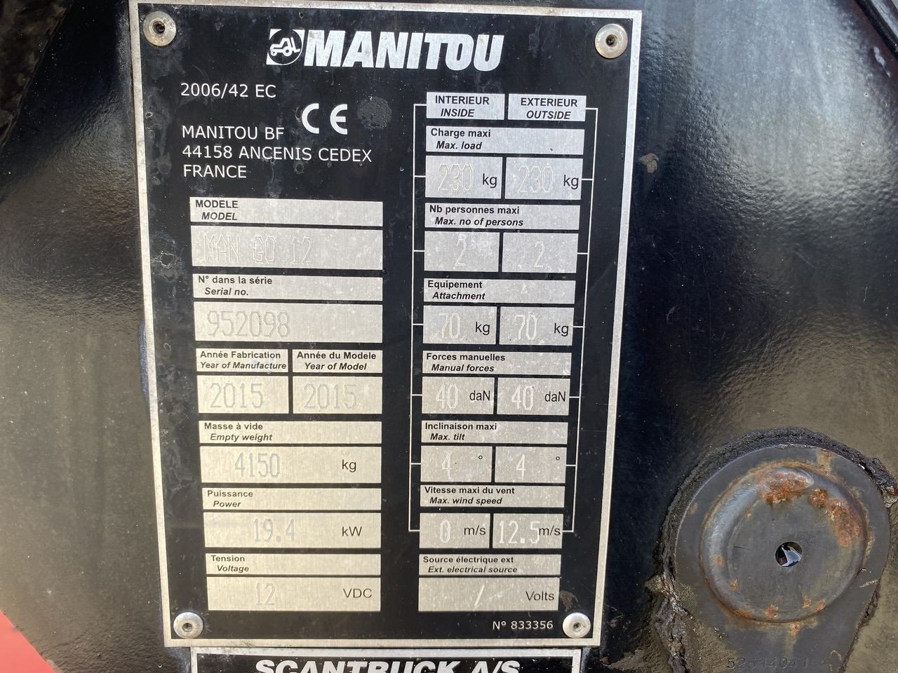 Scherenarbeitsbühne типа Manitou MANGO12, Gebrauchtmaschine в Skive (Фотография 11)