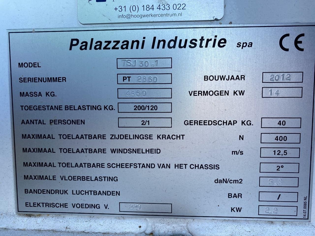 Scherenarbeitsbühne des Typs Palazzani TSJ30.1, Gebrauchtmaschine in Skive (Bild 12)