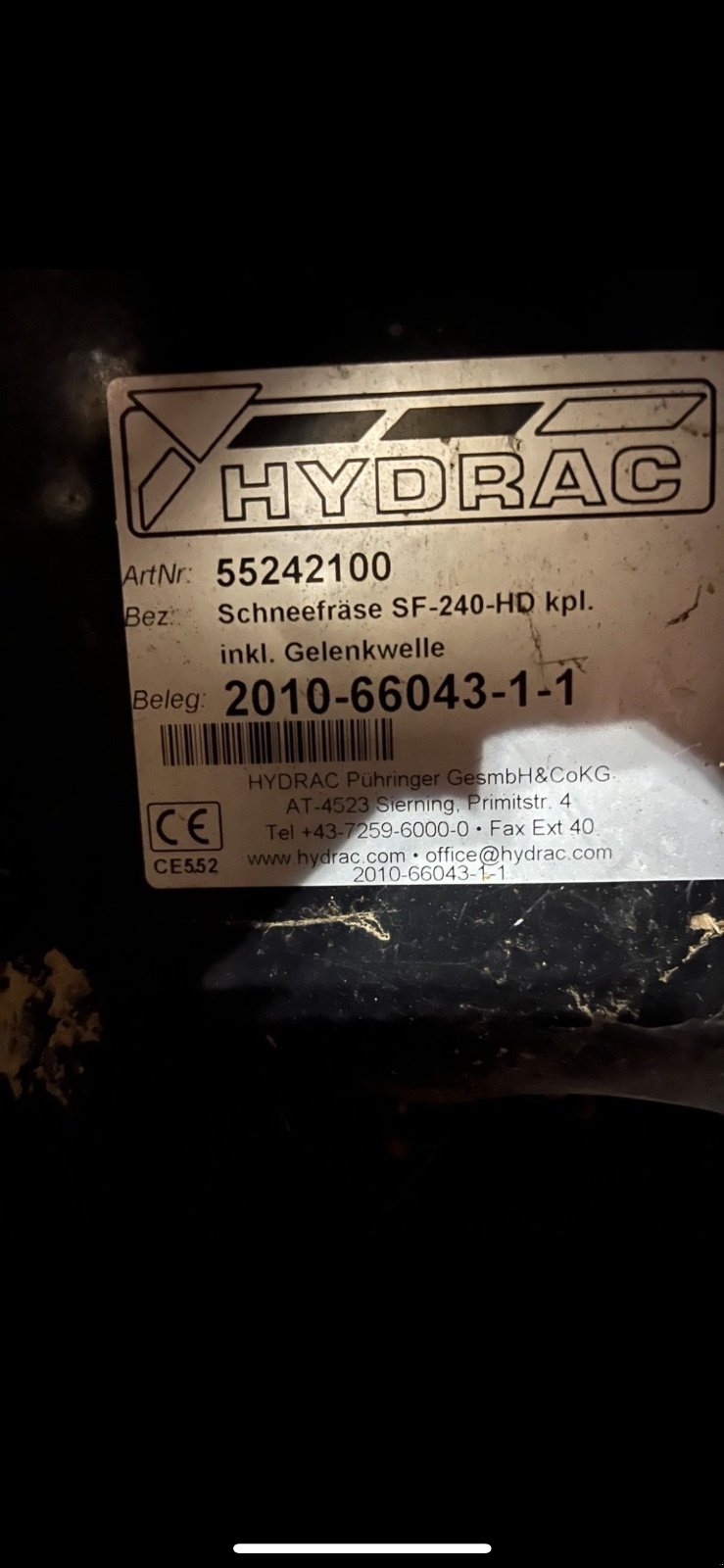 Schneefräse typu Hydrac SF, Gebrauchtmaschine v Braunsbach (Obrázek 3)