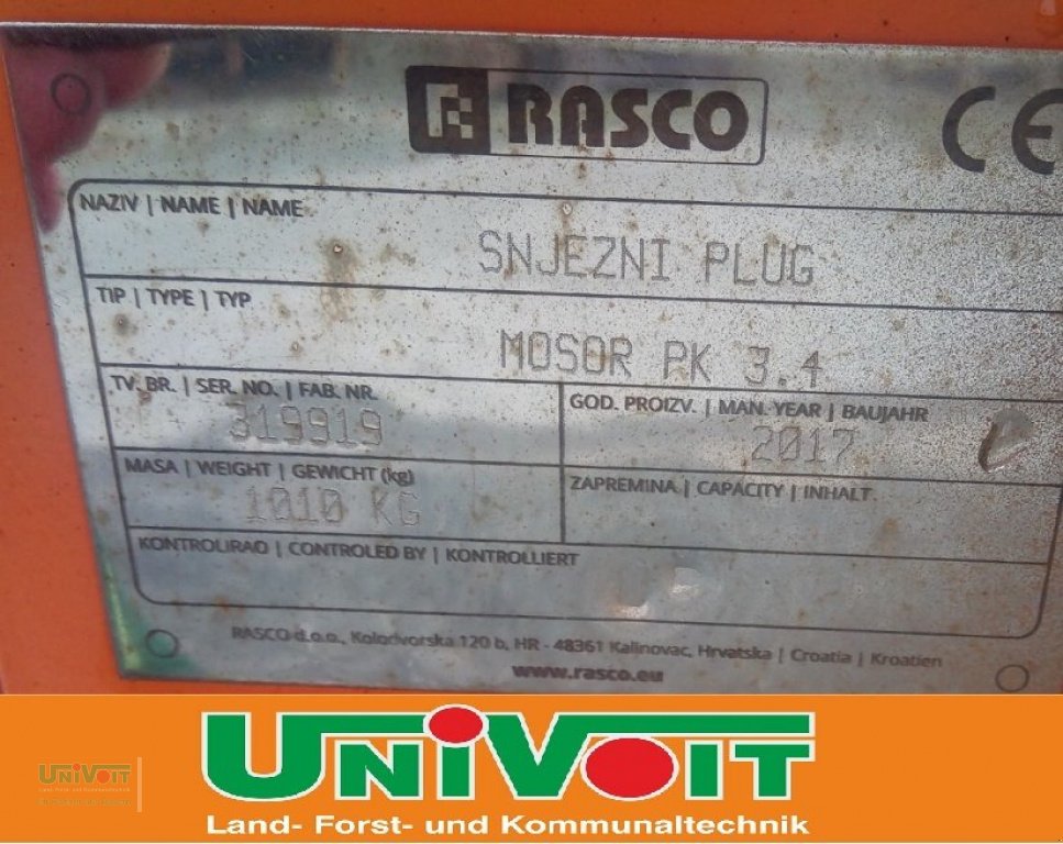 Schneepflug Türe ait Rasco Mosor PK 3.4, Gebrauchtmaschine içinde Warmensteinach (resim 5)