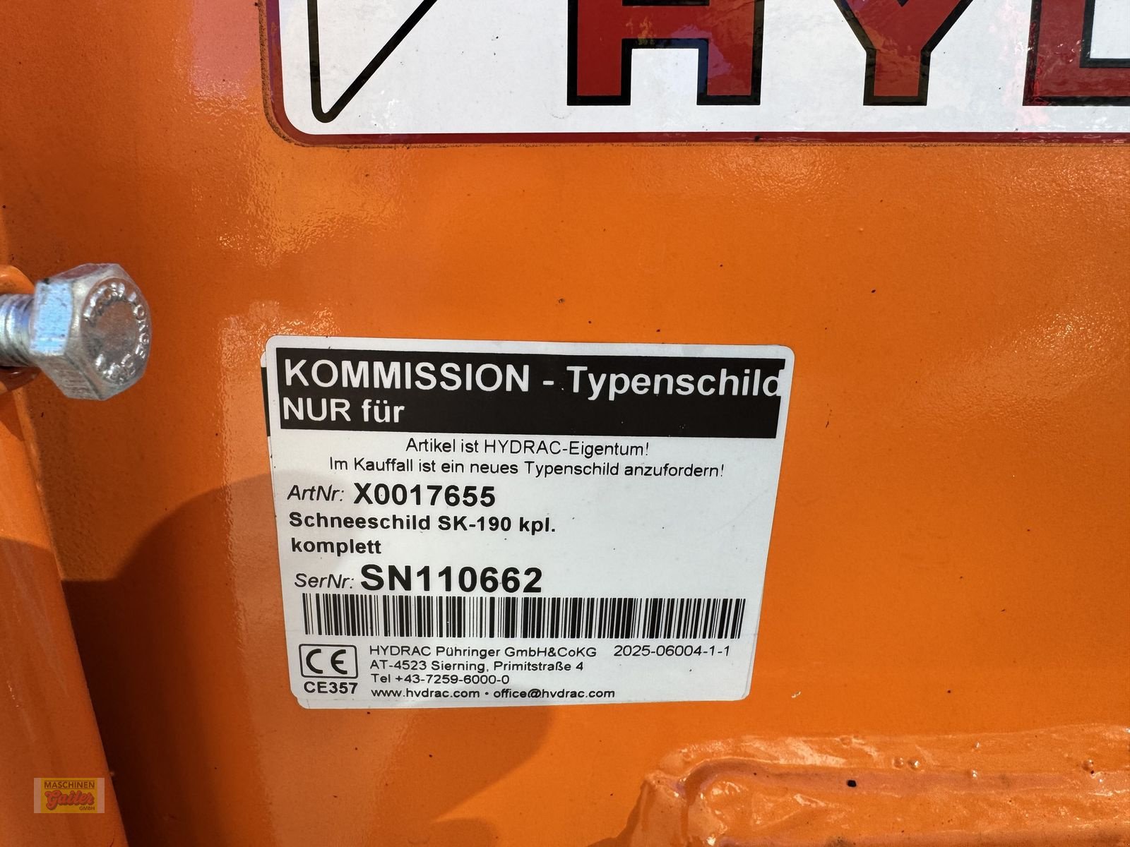 Schneeräumschild des Typs Hydrac Schneeschild SK 190 mit Dreipunktaufnhame, Neumaschine in Kötschach (Bild 12)