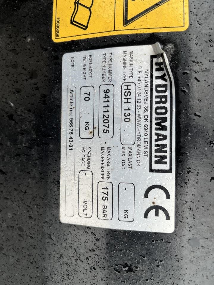 Schneeräumschild tip Hydromann HSH 130, Gebrauchtmaschine in Videbæk (Poză 1)