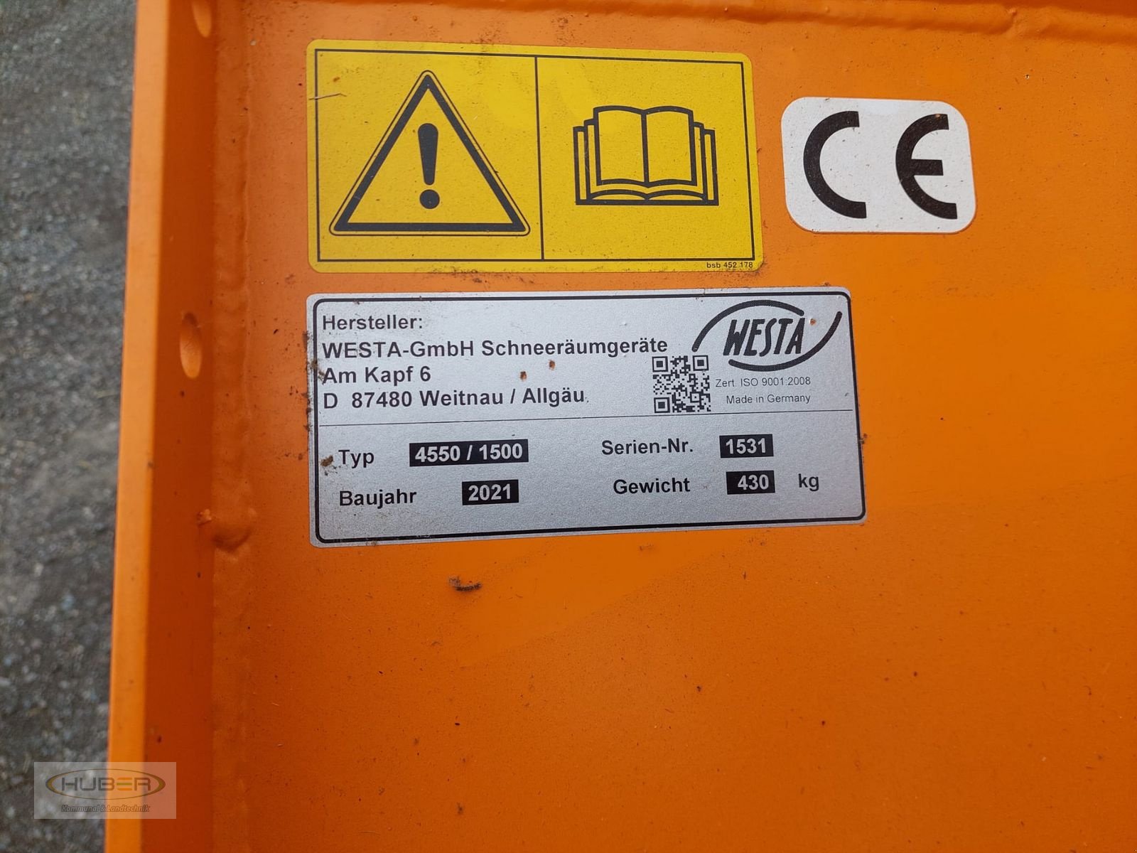Schneeräumschild des Typs Westa 4550/1500, Gebrauchtmaschine in Kundl/Tirol (Bild 2)