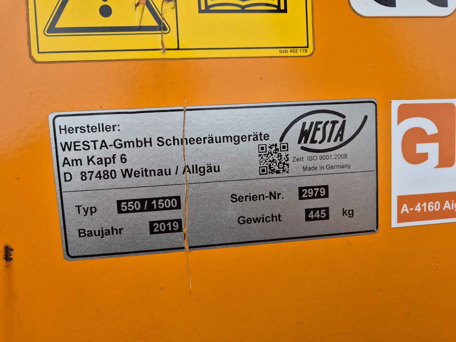 Schneeräumschild tip Westa SCHNEEFRÄSE 550 Holder Carraro Fendt Traktor Zau, Gebrauchtmaschine in Aigen-Schlägl (Poză 12)