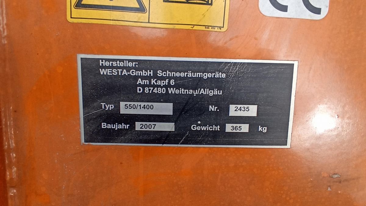 Schneeräumschild typu Westa Schneefräse 550/1400, Gebrauchtmaschine v Grünbach (Obrázok 2)