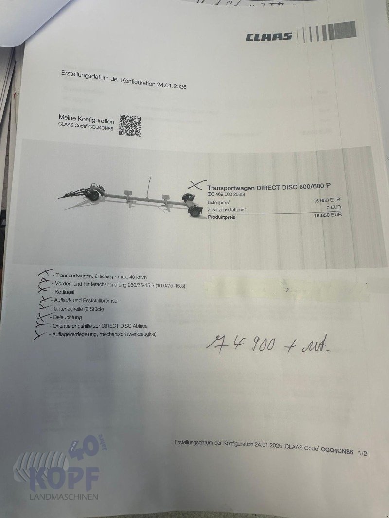 Schneidwerk typu CLAAS Vario 620 6,2 m neuwertig, Gebrauchtmaschine v Schutterzell (Obrázek 19)