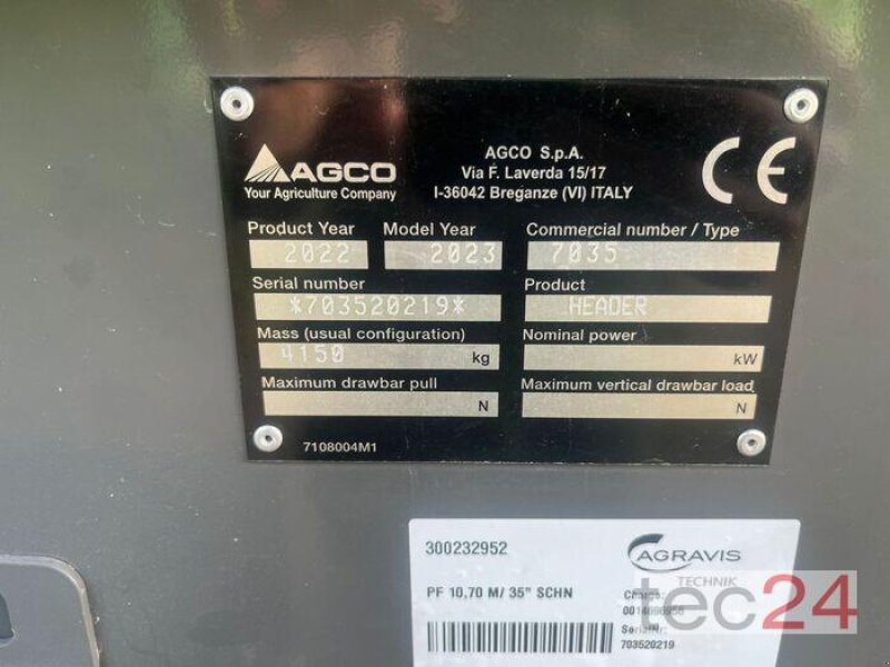 Schneidwerk des Typs Fendt PF 10,70 M/ 35" SCHNEIDWERK, Neumaschine in Brakel (Bild 17)