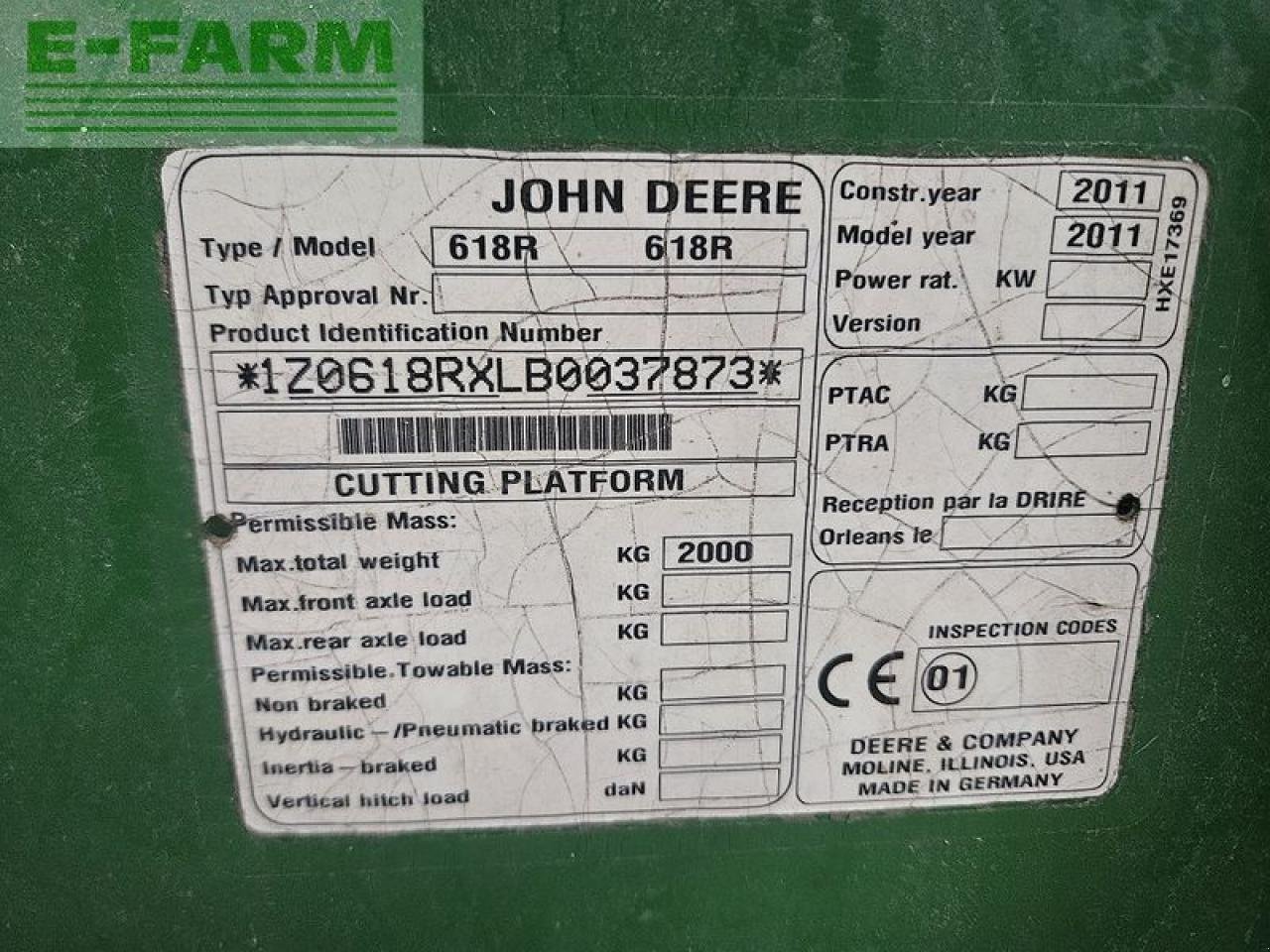 Schneidwerk typu John Deere 618r + transportwagen, Gebrauchtmaschine v ILZ (Obrázek 6)
