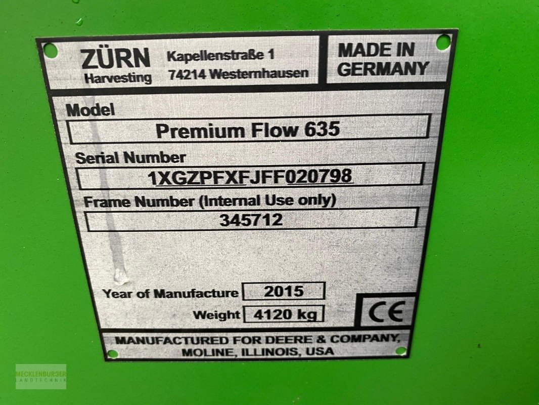 Schneidwerk des Typs Zürn Premium Flow 635, Gebrauchtmaschine in Mühlengeez (Bild 2)