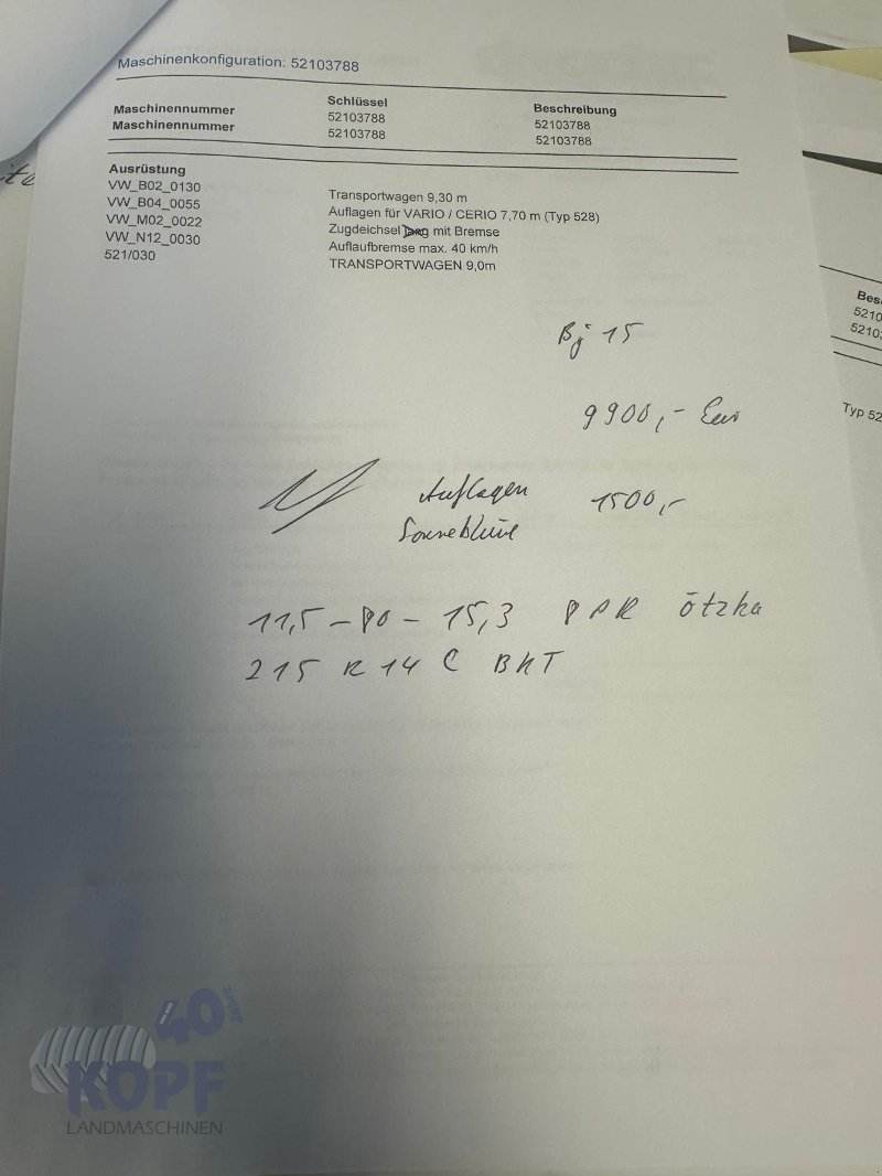 Schneidwerkswagen vrste CLAAS Schneidwerkwagen 9,3 m, Gebrauchtmaschine v Schutterzell (Slika 2)