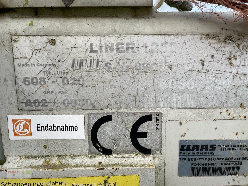 Schwader des Typs CLAAS Liner 1250 Profil, Gebrauchtmaschine in Oberessendorf (Bild 10)