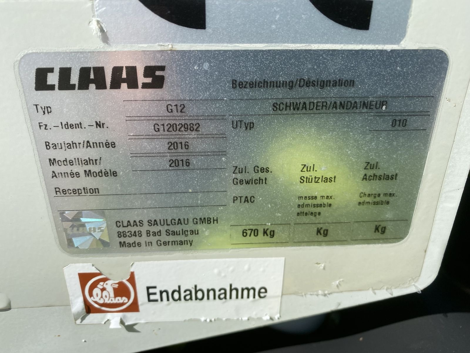 Schwader Türe ait CLAAS Liner 450, Gebrauchtmaschine içinde Grund (resim 10)