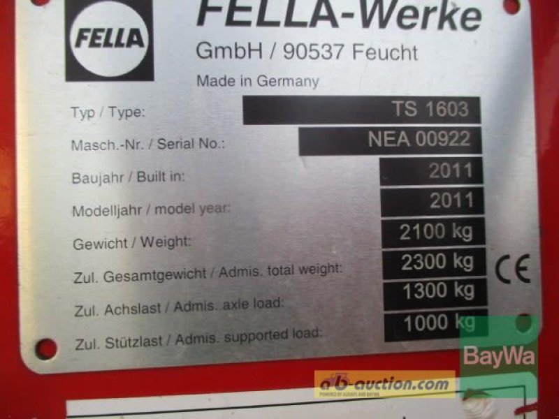 Schwader del tipo Fella TS 1603  #602, Gebrauchtmaschine en Schönau (Imagen 12)