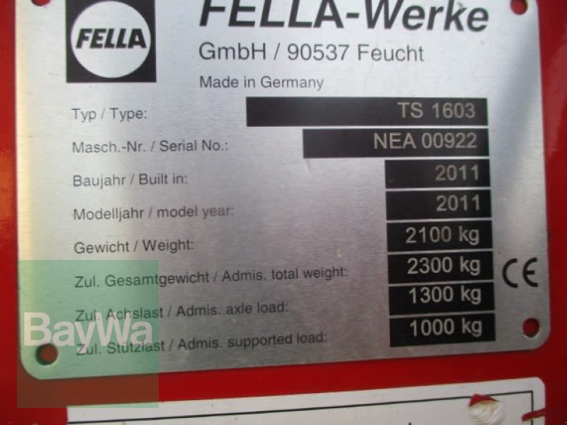 Fella TS 1603  #602, Gebrauchtmaschine, Baujahr: 2011 (Bild 12) Schwader des Typs Fella TS 1603  #602, Gebrauchtmaschine in Schönau b.Tuntenhausen (Bild 12)