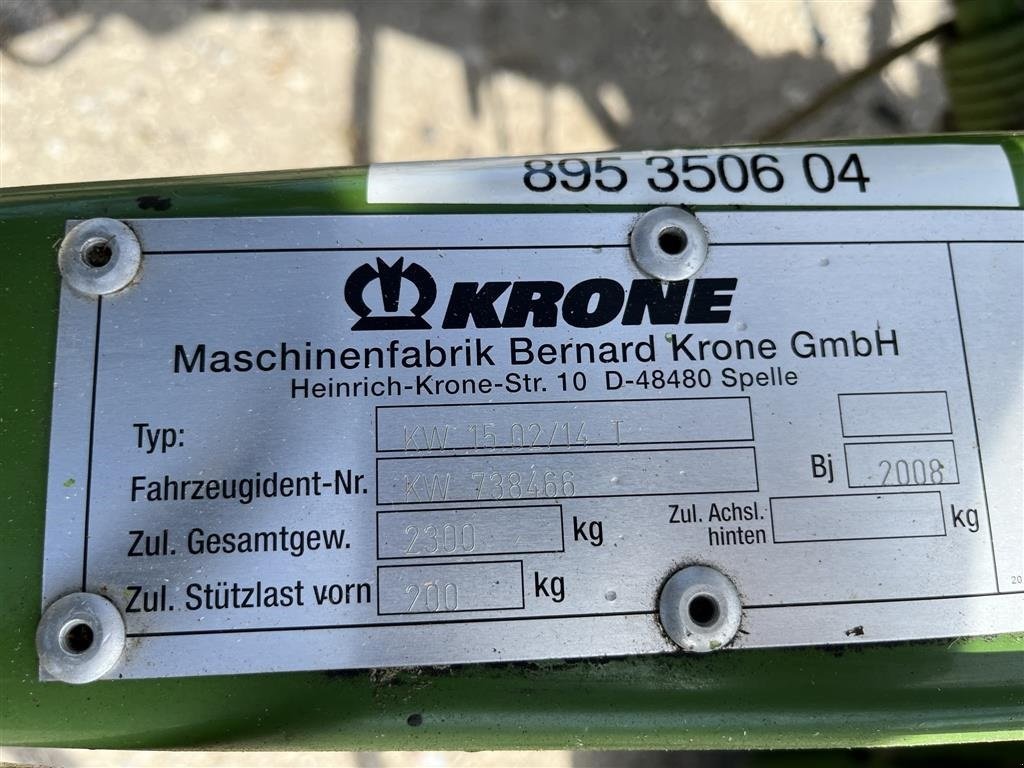 Schwader del tipo Krone KW 15.02/14T, Gebrauchtmaschine en Ringe (Imagen 6)