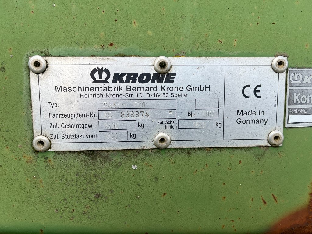 Schwader типа Krone SWADRO 1000, Gebrauchtmaschine в Saint-Rémy (Фотография 8)