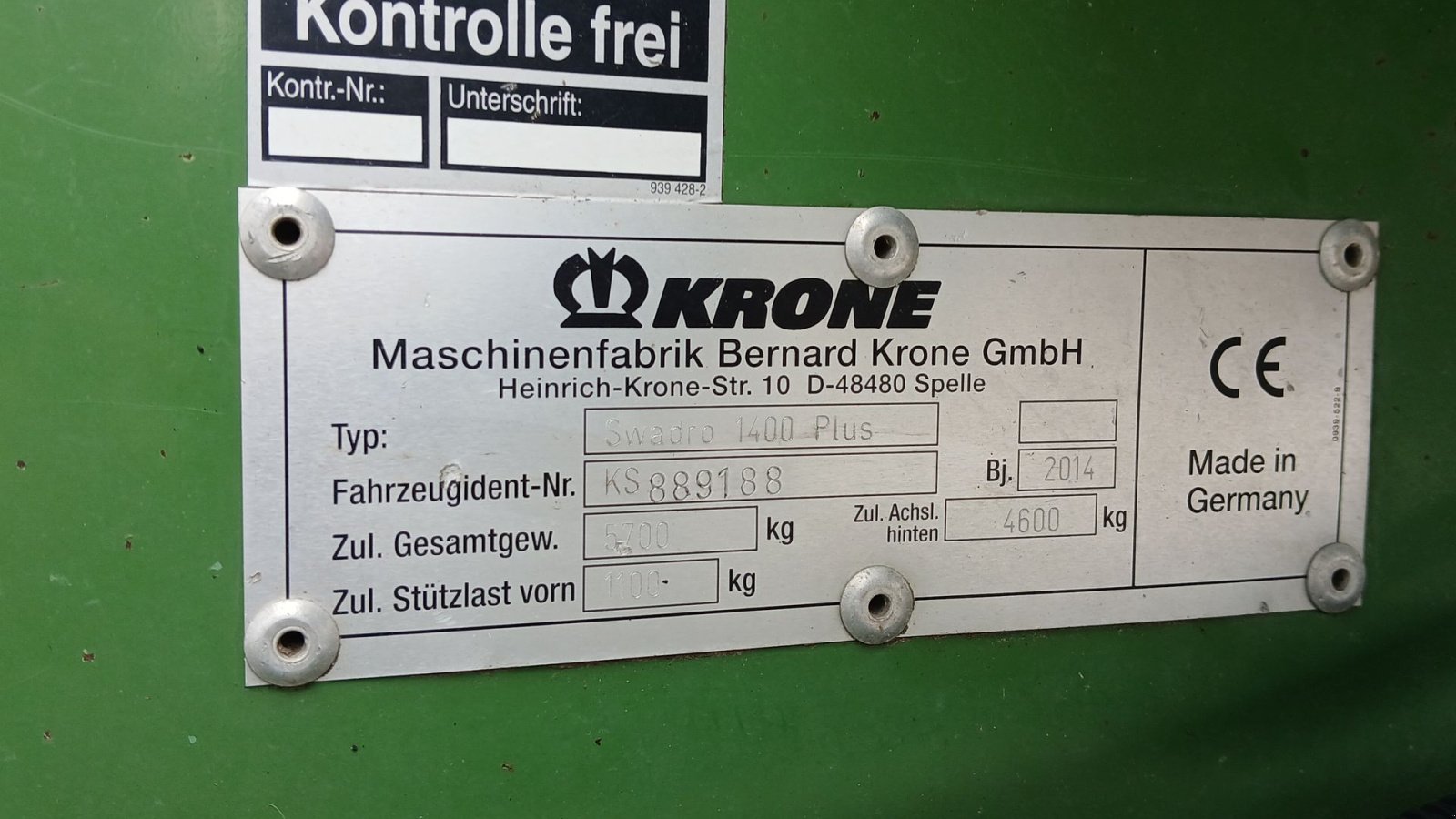 Schwader typu Krone Swadro 1400 plus, Gebrauchtmaschine v Horsens (Obrázek 8)