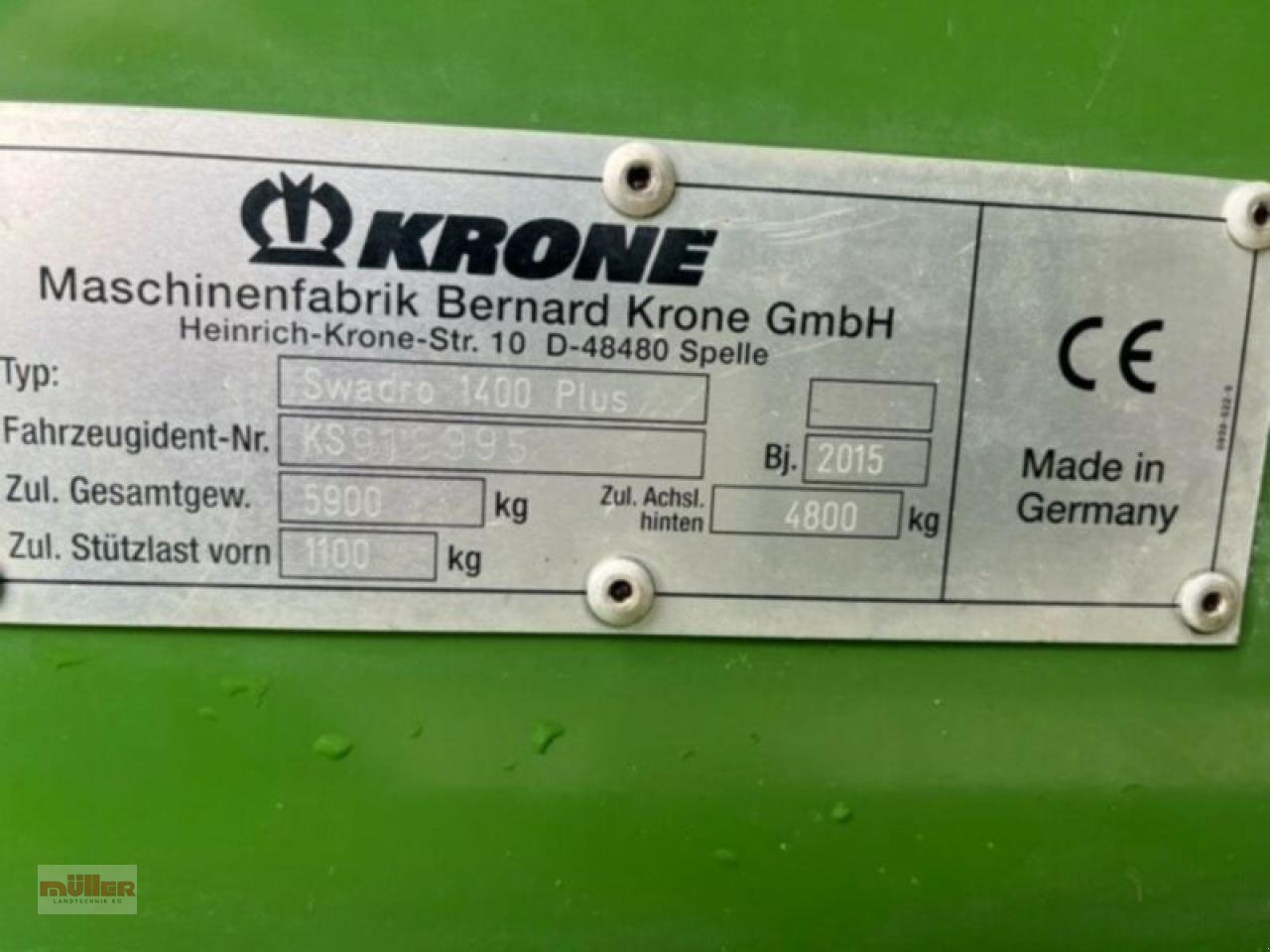 Schwader του τύπου Krone Swadro 1400 plus, Gebrauchtmaschine σε Holzhausen (Φωτογραφία 11)