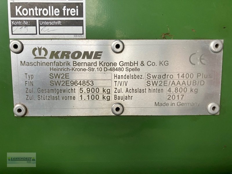 Schwader tipa Krone SWADRO 1400 PLUS, Gebrauchtmaschine u Aurich (Slika 24)