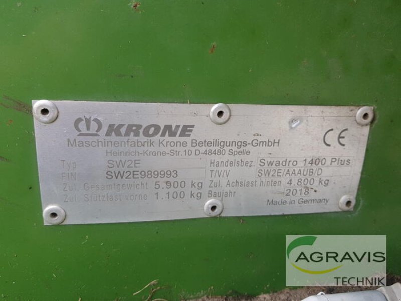 Schwader typu Krone SWADRO 1400 PLUS, Gebrauchtmaschine v Nartum (Obrázek 18)