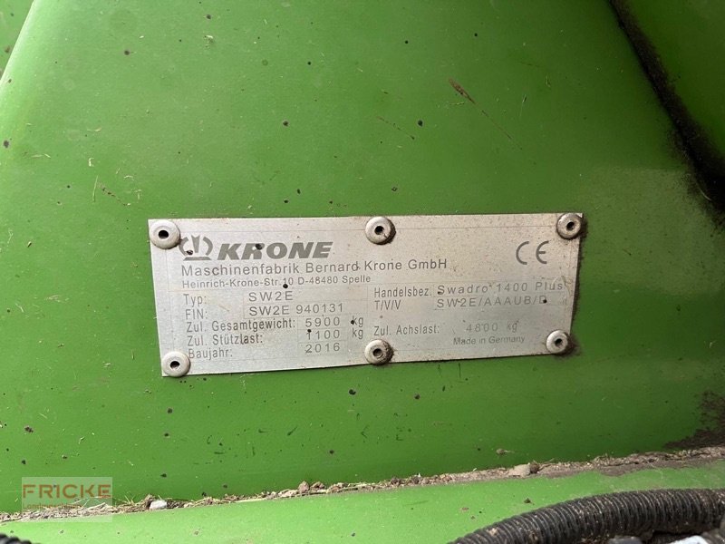 Schwader типа Krone Swadro 1400 Plus, Gebrauchtmaschine в Bockel - Gyhum (Фотография 7)
