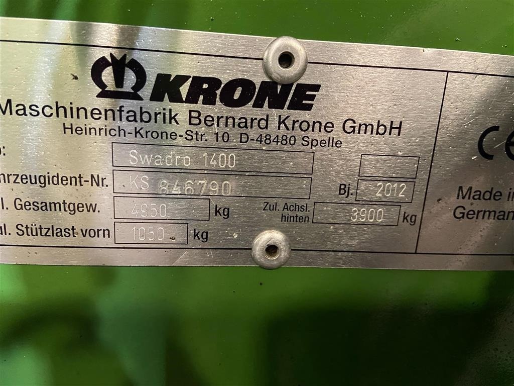 Schwader типа Krone Swadro 1400, Gebrauchtmaschine в Løgstør (Фотография 5)
