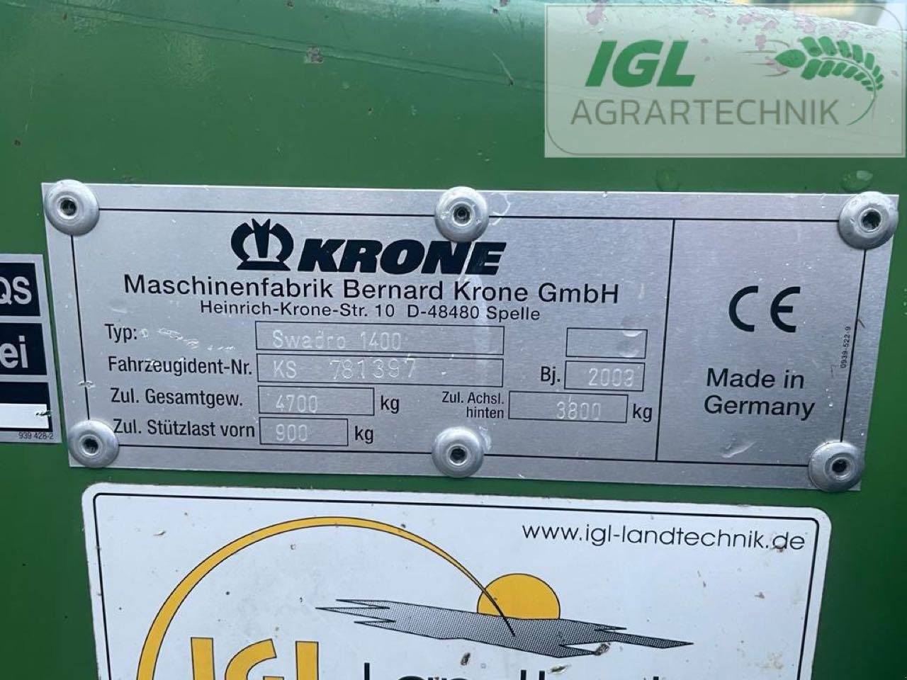 Schwader типа Krone Swadro 1400, Gebrauchtmaschine в Nabburg (Фотография 6)
