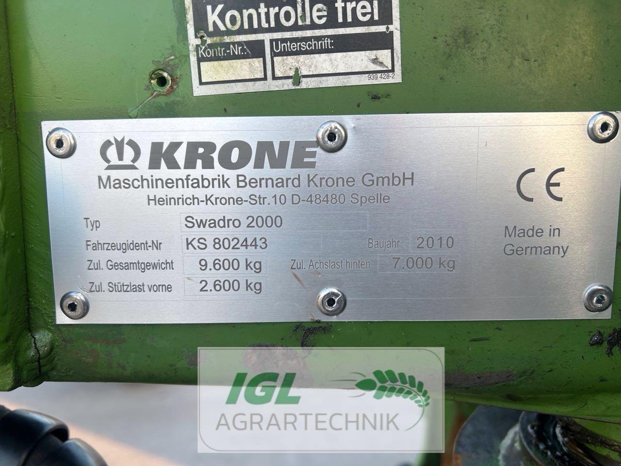 Schwader van het type Krone Swadro 2000, Gebrauchtmaschine in Nabburg (Foto 16)