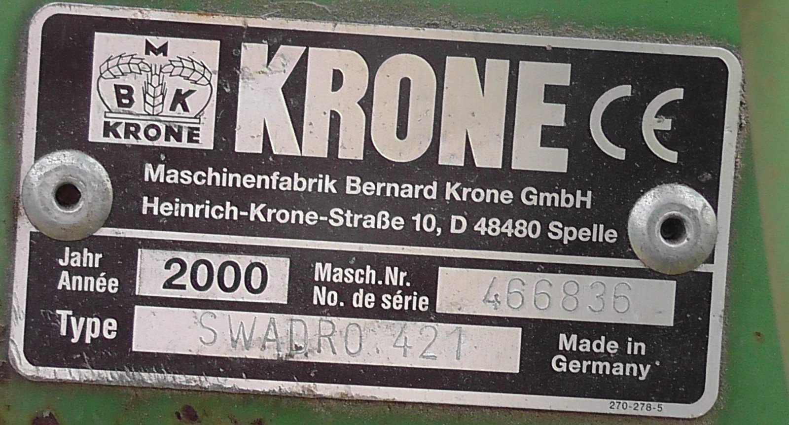 Schwader Türe ait Krone Swadro 421/13, Gebrauchtmaschine içinde Haidmühle (resim 3)