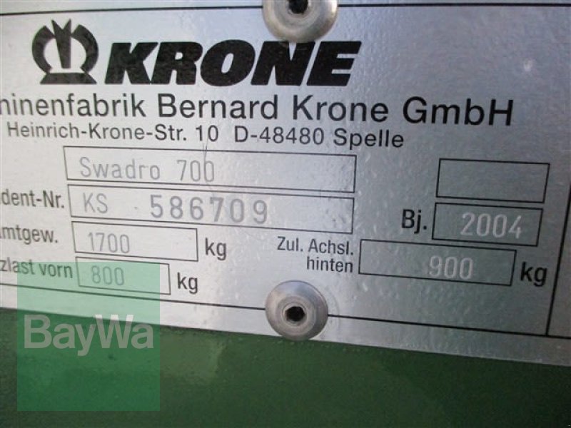 Schwader του τύπου Krone SWADRO 700  #606, Gebrauchtmaschine σε Schönau b.Tuntenhausen (Φωτογραφία 13)