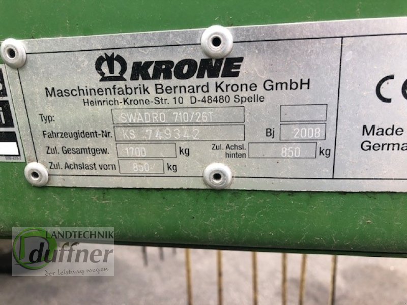 Schwader типа Krone Swadro 710/26 T, Gebrauchtmaschine в Hohentengen (Фотография 5)