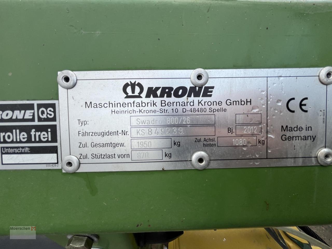 Schwader des Typs Krone Swadro 800/26, Gebrauchtmaschine in Tönisvorst (Bild 9)