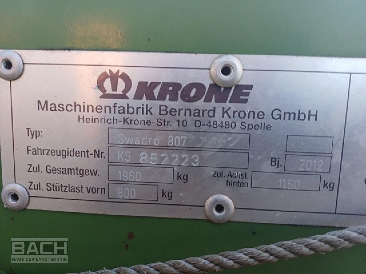 Schwader des Typs Krone SWADRO 807, Gebrauchtmaschine in Boxberg-Seehof (Bild 6)