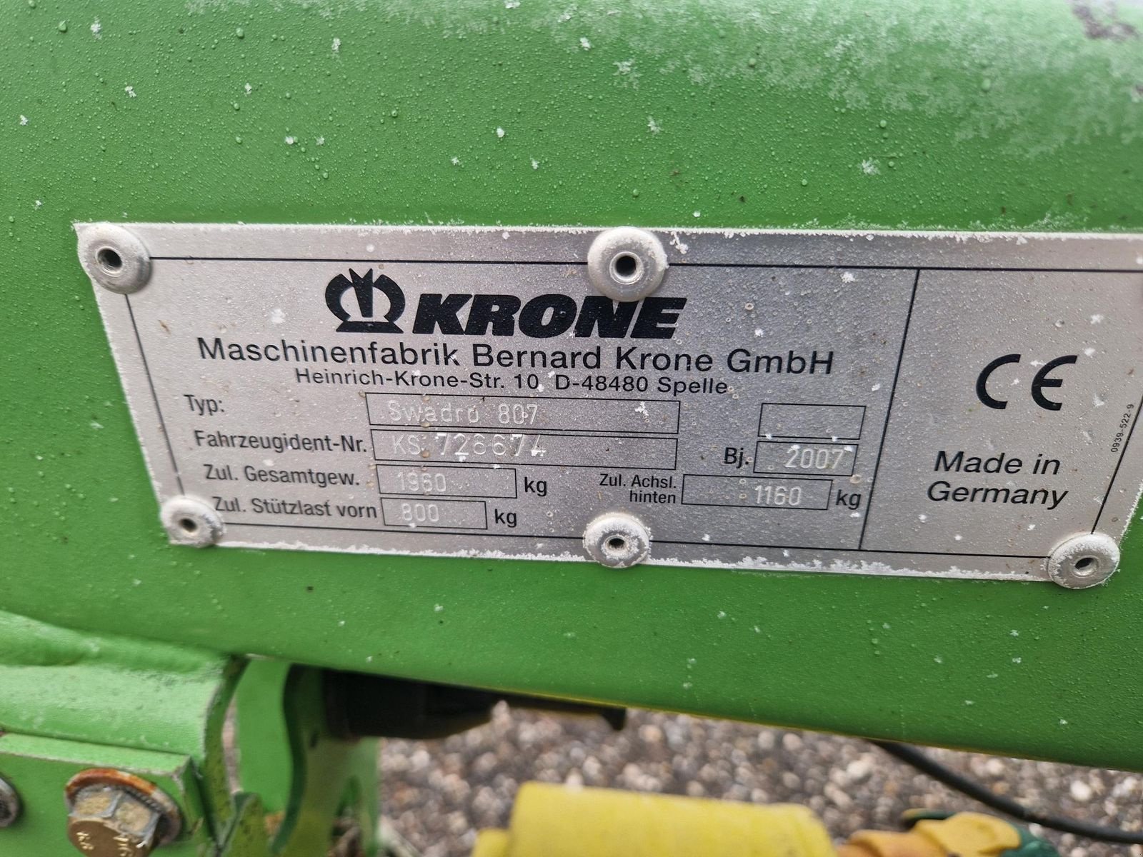 Schwader Türe ait Krone SWADRO 807, Gebrauchtmaschine içinde Grünbach (resim 7)