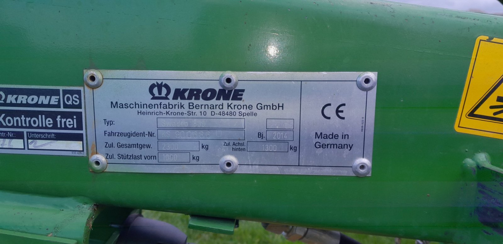 Schwader типа Krone Swadro 809, Gebrauchtmaschine в Niederrieden (Фотография 3)