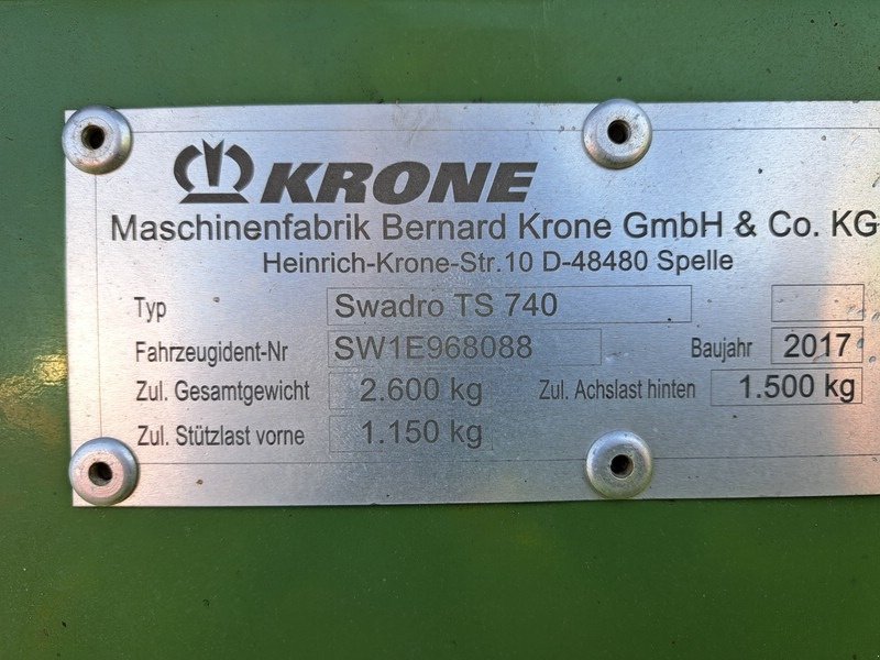 Schwader του τύπου Krone Swadro TS 740, Gebrauchtmaschine σε Gutzkow (Φωτογραφία 11)