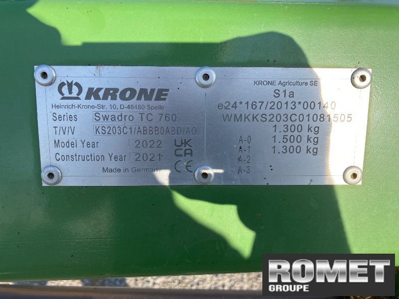 Schwader of the type Krone SWTC 760, Gebrauchtmaschine in Gennes sur glaize (Picture 4)