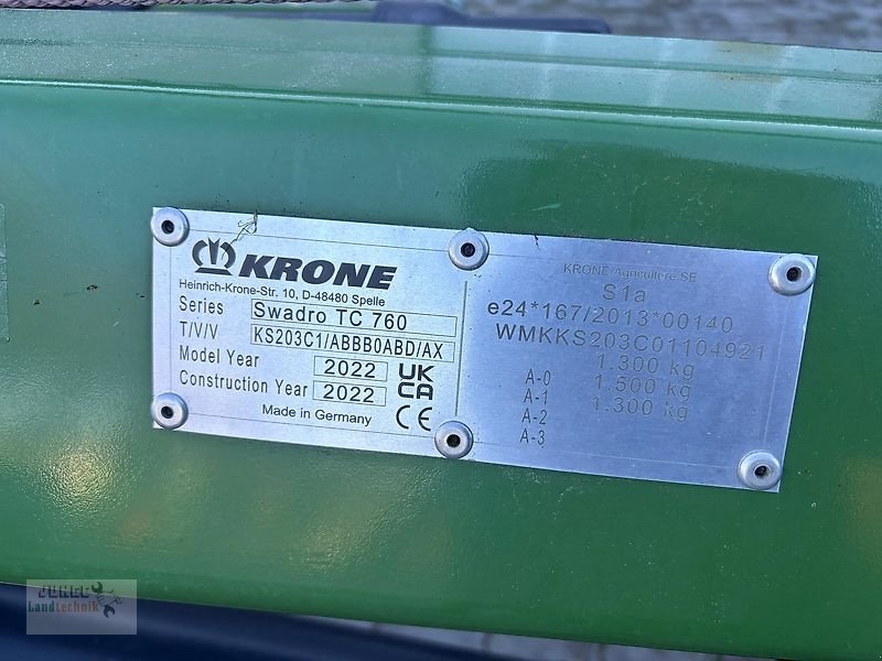 Schwader des Typs Krone TC 760 Plus, Gebrauchtmaschine in Geestland (Bild 9)