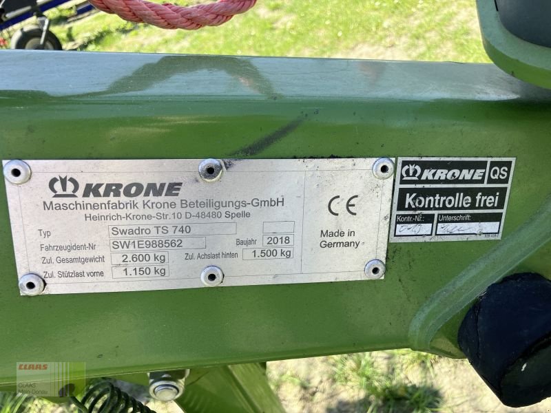 Schwader des Typs Krone TS 740, Gebrauchtmaschine in Asbach-Bäumenheim (Bild 7)