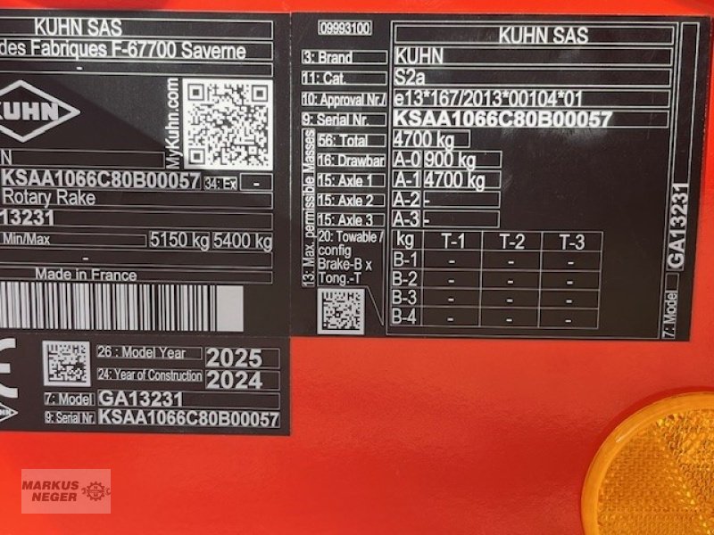 Schwader del tipo Kuhn GA 13231, Neumaschine In Berching (Immagine 4)