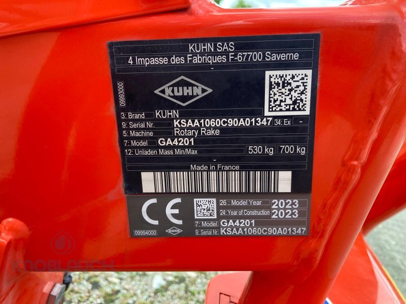 Schwader του τύπου Kuhn GA 4201, Neumaschine σε Kandern-Tannenkirch (Φωτογραφία 4)