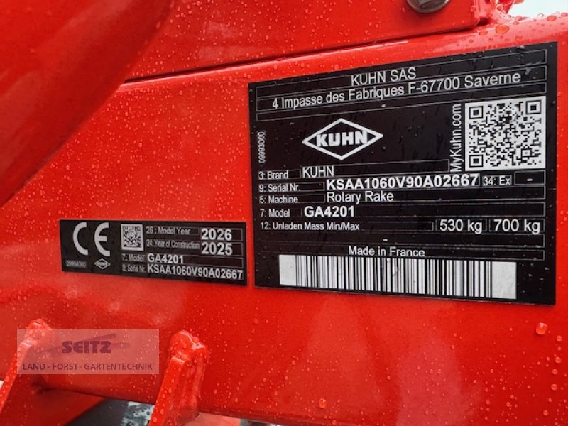 Schwader du type Kuhn GA 4201, Neumaschine en Lindenfels-Glattbach (Photo 4)