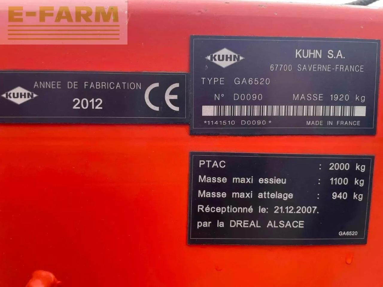 Schwader Türe ait Kuhn ga 6520, Gebrauchtmaschine içinde ST CLAIR SUR ELLE (resim 7)