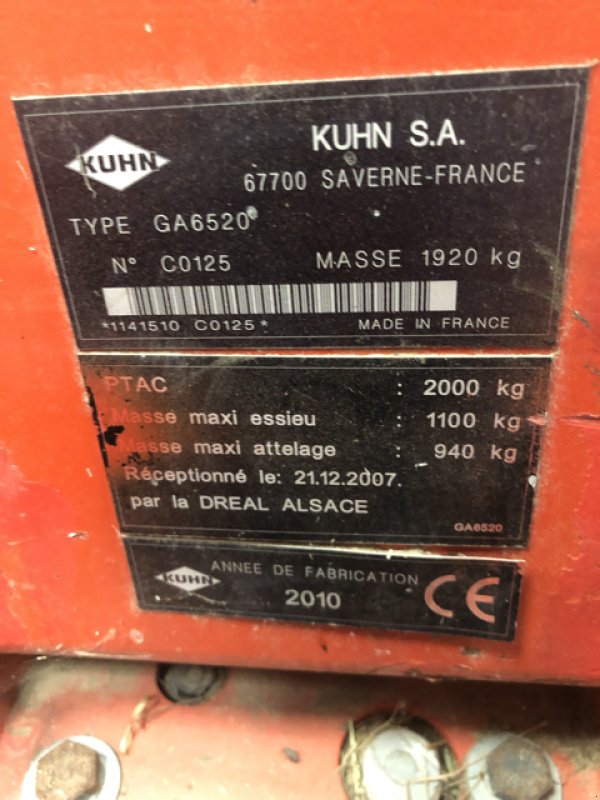 Schwader del tipo Kuhn GA 6520, Gebrauchtmaschine In Val Mont (Immagine 6)