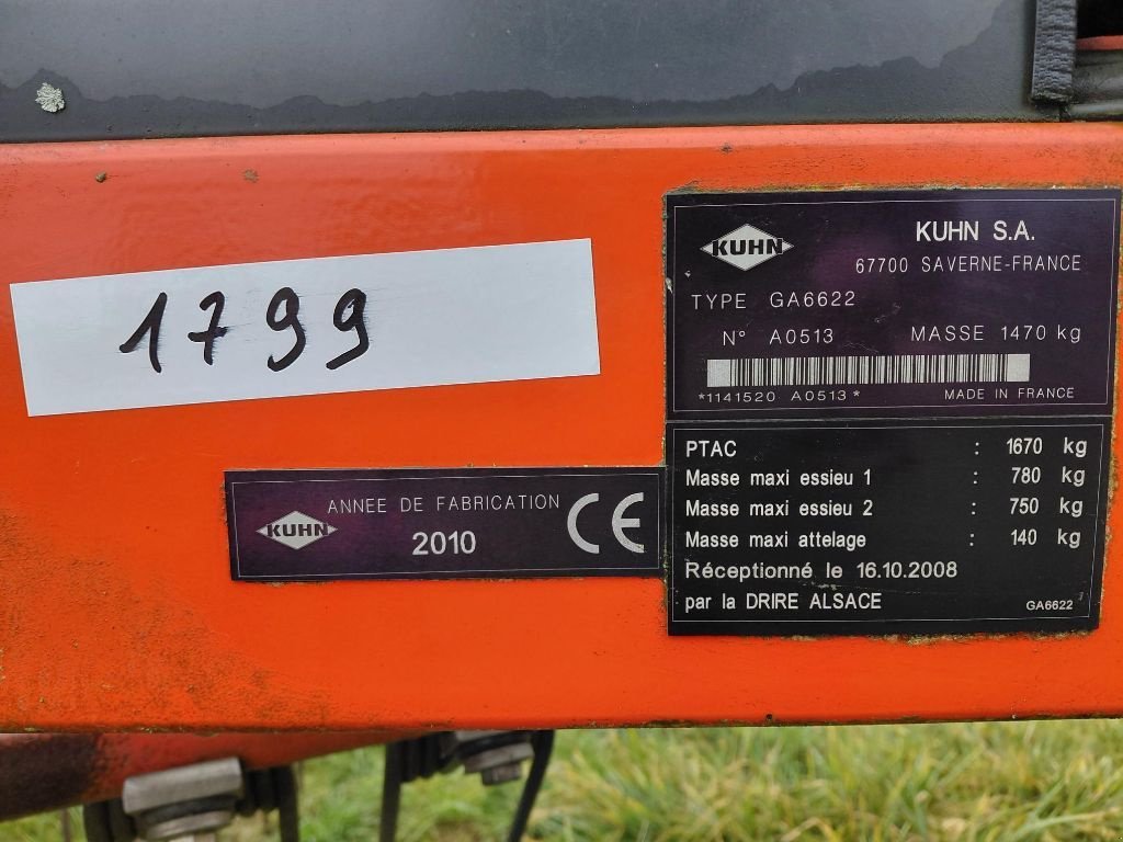Schwader des Typs Kuhn GA 6622, Gebrauchtmaschine in DIFFENBACH-LES-HELLIMER (Bild 9)