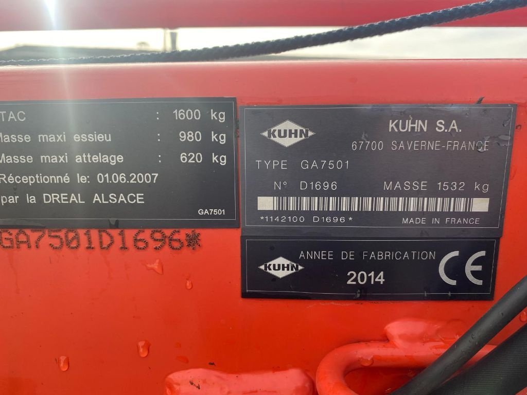 Schwader typu Kuhn GA 7501, Gebrauchtmaschine v GUERET (Obrázek 9)