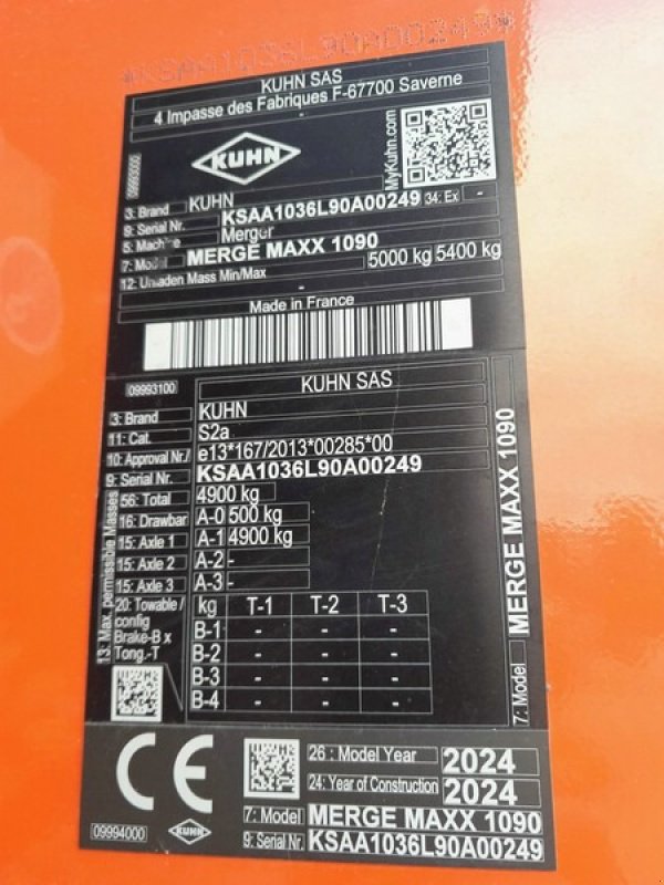 Schwader del tipo Kuhn Merge Maxx 1090, Neumaschine In Gülzow-Prüzen OT Mühlengeez (Immagine 5)
