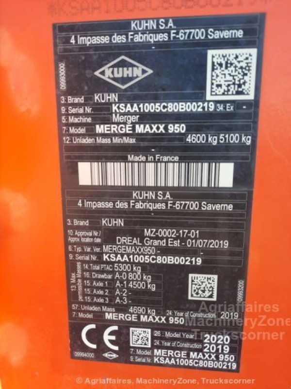 Schwader of the type Kuhn MERGE MAXX  950, Gebrauchtmaschine in CHEMAUDIN ET VAUX (Picture 5)