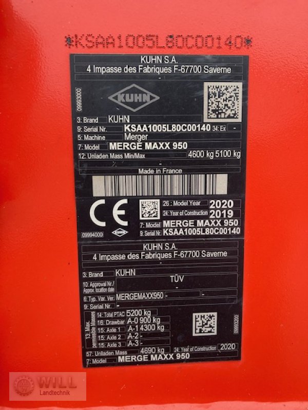 Schwader des Typs Kuhn Merge Maxx 950, Gebrauchtmaschine in Rudendorf (Bild 7)